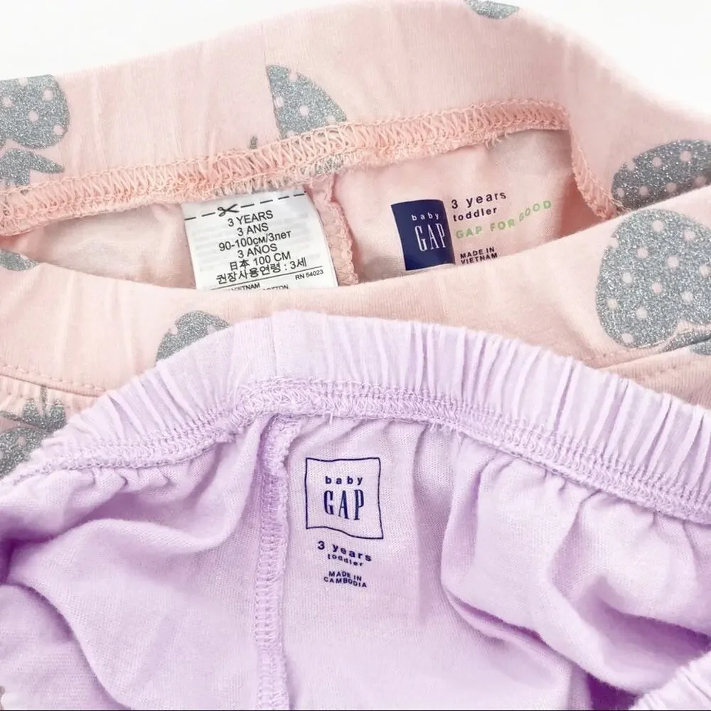 Baby Gap Lot of 2 Pineapple Leggings Purple Shorts Sz 3T